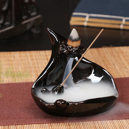 Ceramic Incense Burner Waterfall Backflow Smoke Censer Creative Incense Ornament Burner Home Decorative Crafts for Living Room