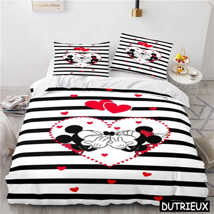 Lovely Mickey Minnie Mouse Duvet Cover & Pillowcase Set Twin Full Queen King Size Bedding Set Soft Comforter Cover Set Bedspread