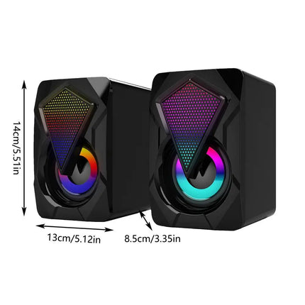 Desktop PC Speakers Colorful RGB Desktop PC Speakers Clear Sound Multimedia 2Pcs Plug & Play Speakers For Desktop PC All