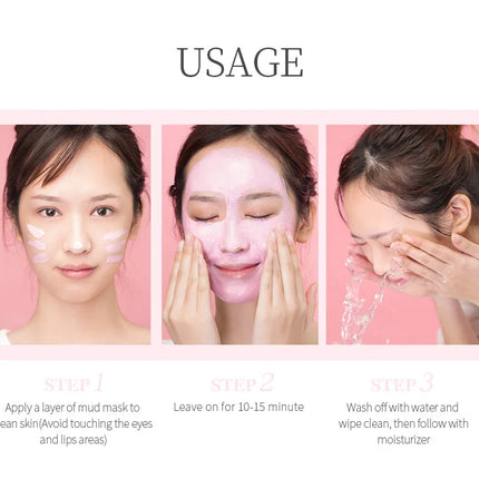 LAIKOU Japan Sakura Clay Mask Deep Cleansing Brightening Repair Skin Mud Korean Face Mask Oil Control Shrink Pores Skin Care 80g