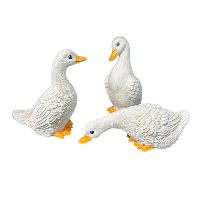 3Pcs Garden Decor Miniature Cute Resin Animal Figurines Duck Statues Home Decor for Bookshelf Farmhouse Outside Balcony Indoors