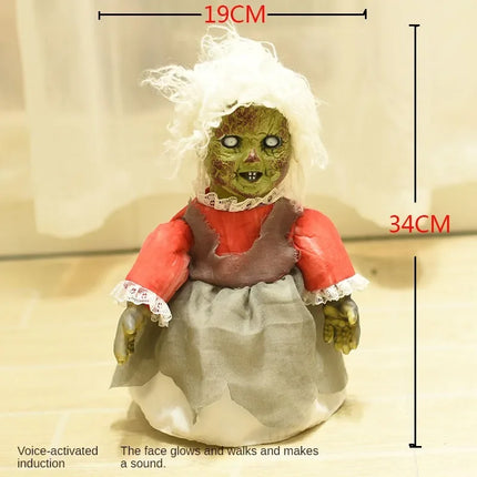 2024 Halloween Decoration Walking Doll Voice-activated Induction Light-emitting Bar Haunted House Scene Layout Display