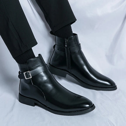 Classic Male Chelsea Boots Outdoor Leather Fashion Shoes Men Pointed Toe Men's Ankle Boots Luxury Brand Men Low Top Casual Shoes