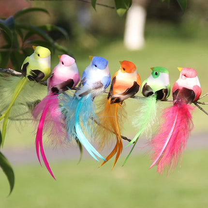 6pcs Cute Artificial Birds Fake Foam Animal Simulation Feather Birds Models Tit DIY Craft  Home Garden Ornament Decoration