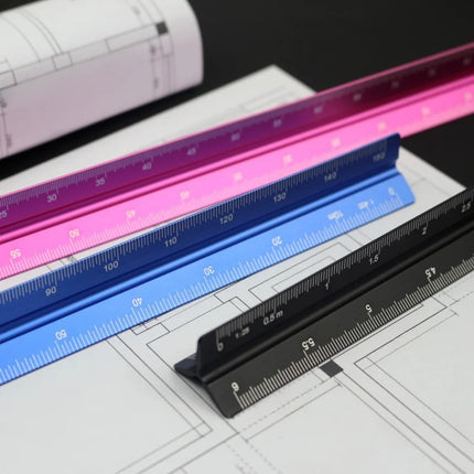 15cm Aluminum Triangular Scale Ruler Metal Aluminum 1:20 - 1:125 Alloy Metal Scale Drafting Tool Office School Supplies