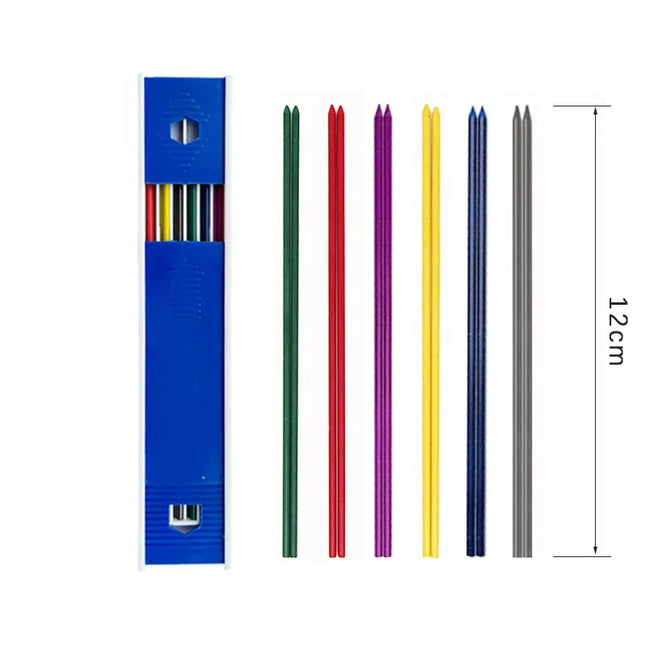 2.0mm Colorful Mechanical Pencil Refills 2B Erasable Student Color Pencil Leads Art School Drawing Painting Supplies Stationery