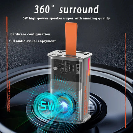 Mechanical Mini Speakers Portable The Bass Transparent Wireless Bluetooth Stereo Surround Speakers Audio Player Loudspeaker