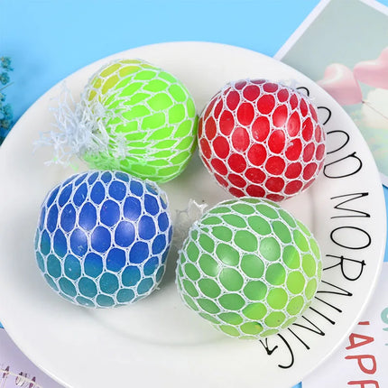 Colorful Mesh Squishy Grape Stress Ball Anti Stress Sensory Balls Squeeze Toys Decompression Anxiety Venting Gift For Kids