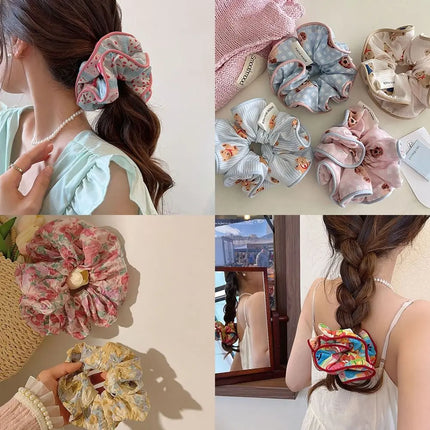 Elegance Bear Rose Scrunchie Highly Elastic Hair Accessories Hair Ring Korean Style Headdress Head Rope Women