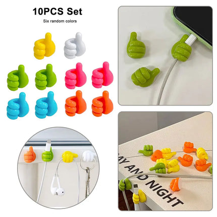 10Pcs Cable Organizer Random Color Thumb Wall Cable Hook Adhesive Cable Clip Silicone Key Hook Wall Hangers Organizer Holder