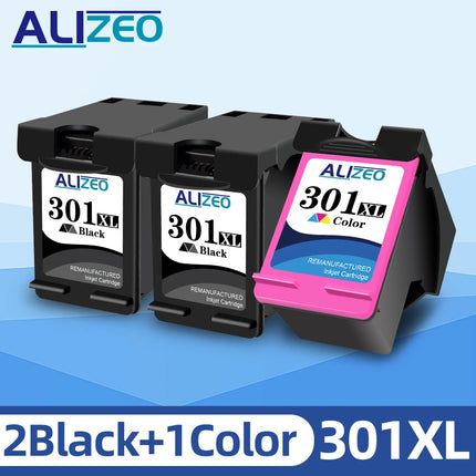 Alizeo Ink Cartridge 301XL  For HP 301 XL  Remanufactured Replacement  Deskjet 1000 1010 1011 1012 1050 1051 1055 1056 1050a