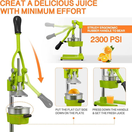 Commercial Heavy Duty Cast Iron Hand Press Manual Orange Citrus Lemon Lime Grapefruit Pomegranate Fruit Juice Squeezer Machine