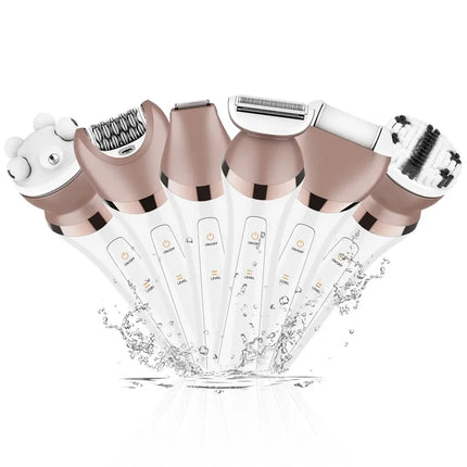 6in1 Set Electric Epilator Women Female Shaver Leg Body Hair Removal Face Lady Razor Bikini Trimmer Facial Hair Remover Wet&Dry