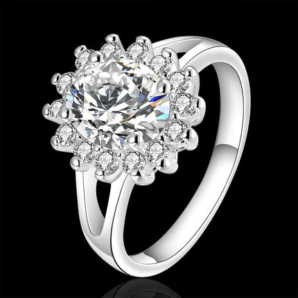 Popular brands 925 Sterling Silver crystal flower moissanite diamond Rings For Women Fashion Wedding Party Gifts Jewelry