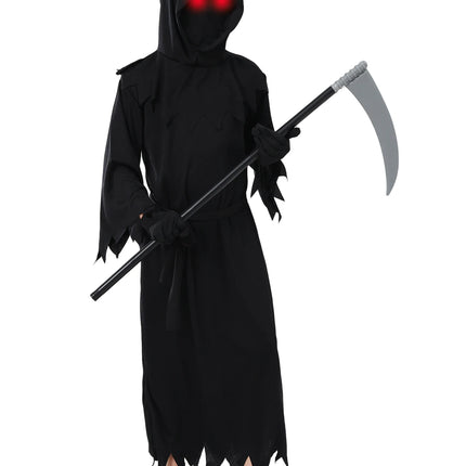 Child Creepy Red Eyes Fade In And Out Phantom Grim Reaper Glow In The Dark Costume Suit Cosplay Kids Halloween Carnival Party