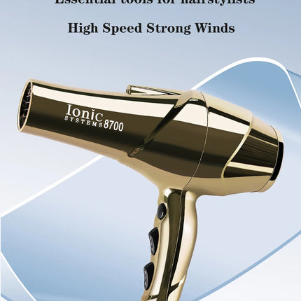 2200W Professional Hair Dryer Gold-plated Blowdryer for Salon High Speeds Strong Winds Powerful Wind 6 Gears Low Noise Blower