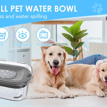 2L Spill Proof  Pet Dog Cat Water Bowl Reduce Refill, Anti Splash No Mess Dispenser Dripless Slow Drinking Water Bowl