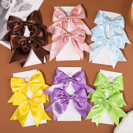 2pcs/set Solid Color Ribbon Grosgrain Bows Hair Clip for Kids Girls Hairpins Barrettes Handmade Baby Headwear Hair Accessories