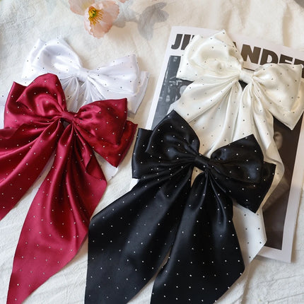 Woman Girls New Bowknot Streamer Hairpin Chiffon Ribbon Barrette Bow Back Head Spring Clip Headwear Fashion Hair Accessories