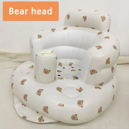 Baby Inflatable Sofa Children Puff Portable Bath Chairs PVC Multifunctional Seat Practice Sitting Bath Stool