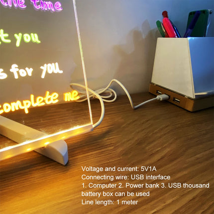 Personalized LED Lamp Acrylic Message Note Board Erasable Children‘s Drawing Board Lovely Bedroom Night Light Kids Birthday Gift