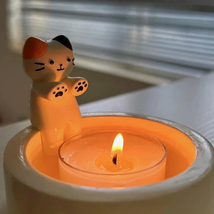 Kitten Candle Holder Cute Cat Candlestick Creative Aromatherapy Candle Holder Durable High Tempe Cartoon Candlestick Decoration