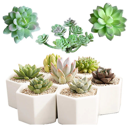 11pcs/set Artificial Succulents Fake Faux Flowers Mini PVC Simulated Floral Plants Craft DIY Accessories Home Office Decor