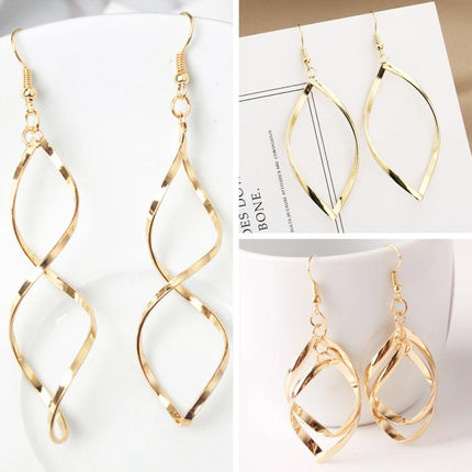 Twisted Geometric Drop Earrings - Fashionable Zinc Alloy Statement Jewelry for Women