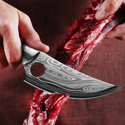 Butcher Boning Knife Hand Forged Blade Kitchen Knives Cleaver Meat Fruit Fish Slicing Knife Chef BBQ Cooking Knife Steel Handle