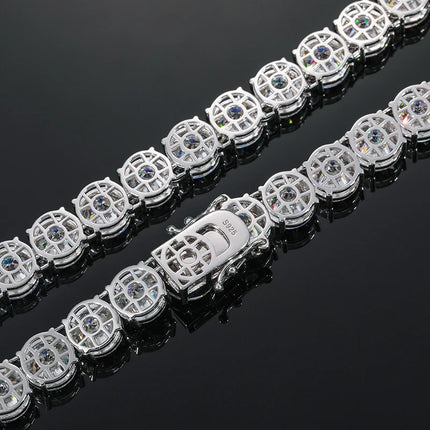 10mm Sparkling Moissanite Tennis Chain Necklace 100% 925 Sterling Silver Pass Diamond Test Fine Jewelry Chains Men Hip Hop Box