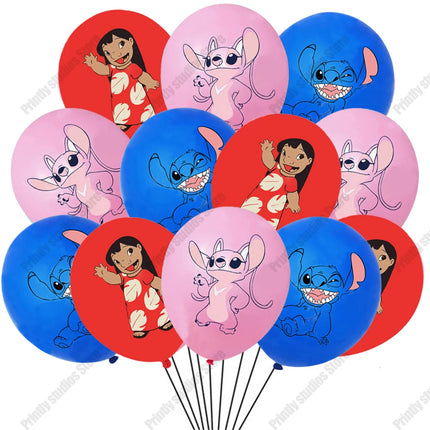 10PCS 12Inch Disney Lilo and Stitch  Latex Balloon Set Globo Boy Girl's Birthday Party Baby Shower Party Decorations Kid Toys