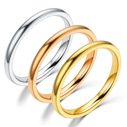 2mm Thin Stainless Steel Rings Rose Gold Fashion Simple Titanium Steel Rings for Women Girl Gifts