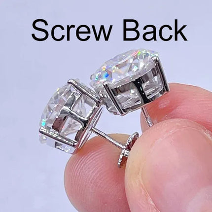 CUC 3-10MM AAA Zircon Stud Earrings Screw Back For Women Men Trend Wedding Jewelry Gift