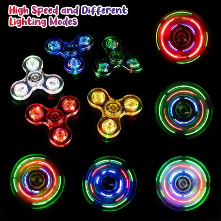 Plastic Material Fingertip Gyro Crystal Energy-saving LED Luminous Transparent Flash Decompression Children's Toy Gift For Kids