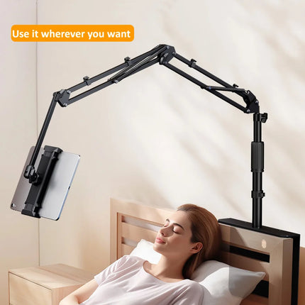 OUTMIX Bed Tablet Stand for 4-12.9 inches Phone Tablet Lazy Arm Bed Desk Tablet Mount Telescopic Support for iPad Mini Free Clip