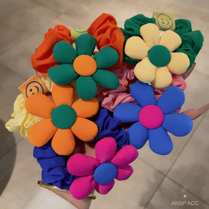 New Korea Exaggerated Sponge Flower Girl Hair Accessories Elastic Hair Bands Rubber Bands Baby Kids Soft Fabric Floral Hair Rope