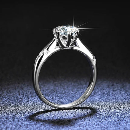 Platinum PT950 Moissanite Diamond Rings for Women Wedding Proposal Ring Psychic Six Claw Jewelry Multi-size Available