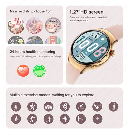 For HUAWEI 2024 New Watch GT4 Mini Smart Watch Women AMOLED NFC GPS Heart Rate Clock BT Call IP68 Waterproof Lady Smartwatch+Box