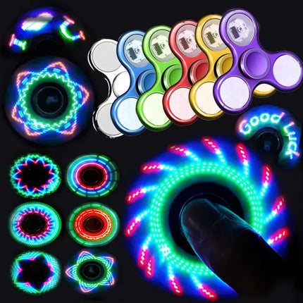 Crystal Gyroscope Fingertip LED Fidget Toy Flashing Hand Spinner for Anxiety Relief Party Favor Gifts for Children Sensory Toy