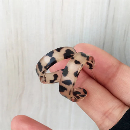 Leopard Print Acetic Acid Resin Stud Earrings for Women - Retro Chic Jewelry Gift