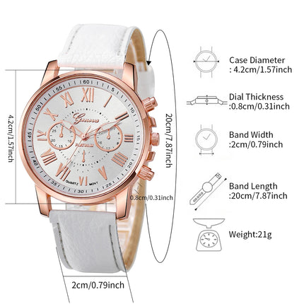 4Pcs/Couple set Fashion Women Leather Band Quartz Watch with Magnetic Love Bracelet