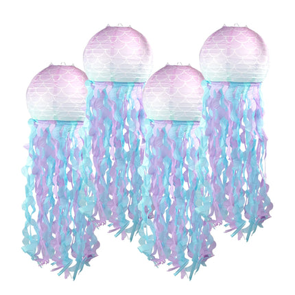 Jelly Fish Paper Lanterns Pink Purple Blue Hanging Lantern Under The Sea Ocean Grils Mermaid Birthday Party Decorations Supplies