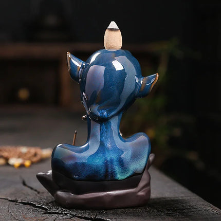 Creative European Style Backflow Incense Burner, Ceramic Elf Girl Incense Burner Romantic Valentine's Day Gift (Without Incense)