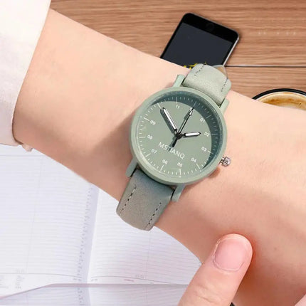 Simulated Watch Leather Strap Korean Watch Fashion Simple Style Quartz Wristwatch Lady Watch Women's Wristwatch