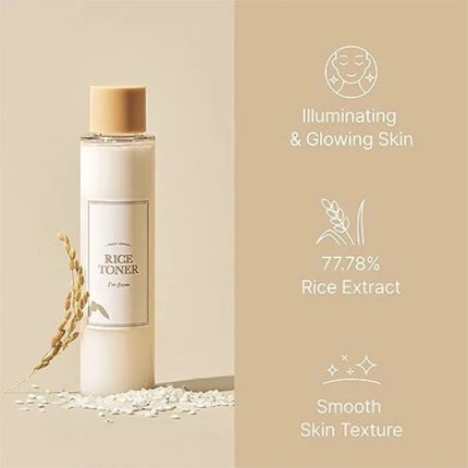 5.07 Fl Oz Rice Toner 77.78% Rice Extract Glow With Niacinamide Hydrating For Dry Skin Vegan Beauty Toner Gifts for Women ﻿