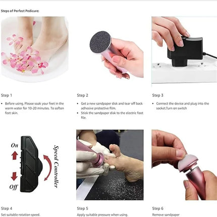 Electric foot grinder foot grinding to remove calluses electric pedicure machine adjustable speed belt replacement sandpaper