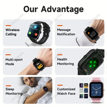 2024 New Smart Watch For Men Women Gift 1.44'' Touch Screen Sports Fitness Watches Bluetooth Calls Digital Smartwatch Wristwatch