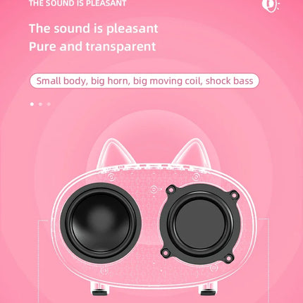 1PCS Cute Cat Bluetooth Speaker with Alarm Clock Portable Bluetooth 5.0 Wireless Speaker Stereo Sound Box Music Player Subwoofer