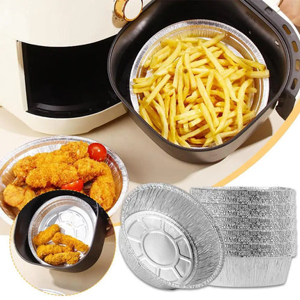 7'' Oil-proof Aluminum Foil Tin Box Air Fryer Disposable Paper Non-stick Steaming Basket Kitchen Baking Tool BBQ Drip Pan Tray