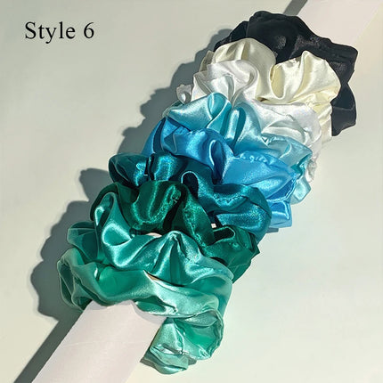 10pcs/set Colorful Skinny Elastic Hair Bands Satin Scrunchies Ponytail Holder Hair Rope Simple Hair Tie Fashion Hair Accessories